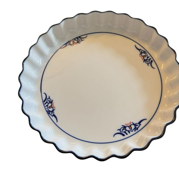 Dansk Quiche Dish - Blue Red Floral Design - Picture 1 of 4